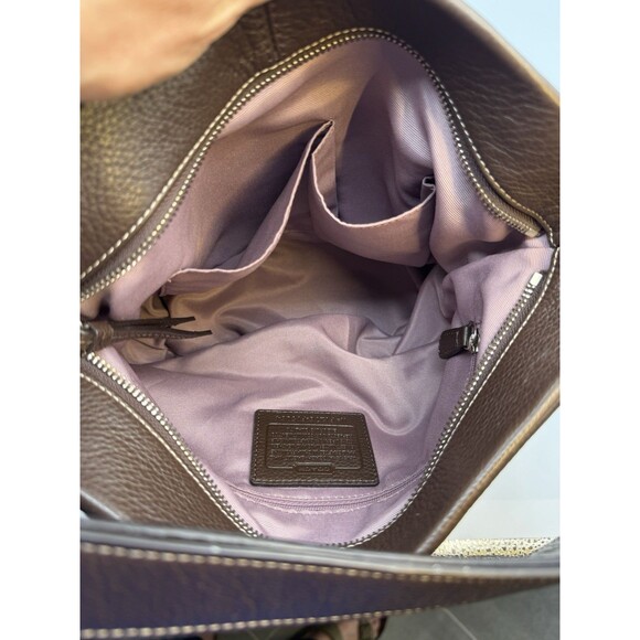 COACH Brown Pebble Leather Convertible Hobo Shoulder Bag F15064 EUC - Picture 10 of 15